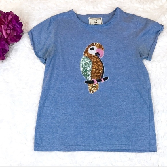 𝅺BRAT & Suzie Modcloth Sequin Parrot T-Shirt - Picture 1 of 5